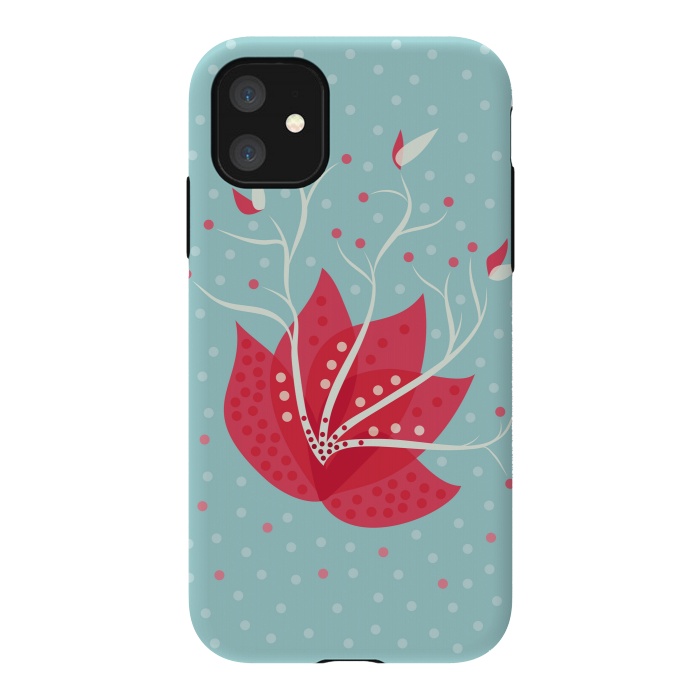 iPhone 11 StrongFit Exotic Pink Winter Flower by Boriana Giormova