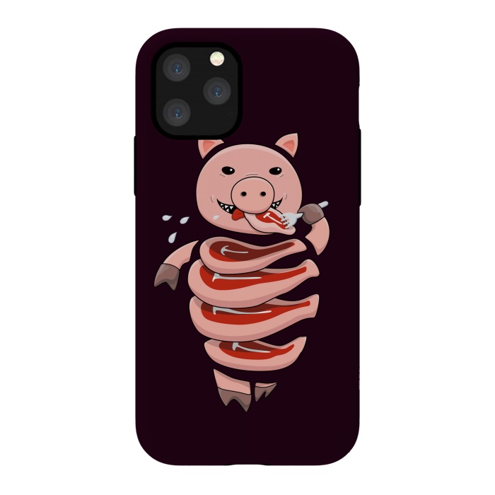 iPhone 11 Pro StrongFit Dark Hungry Self Eating Cut In Steaks Pig by Boriana Giormova