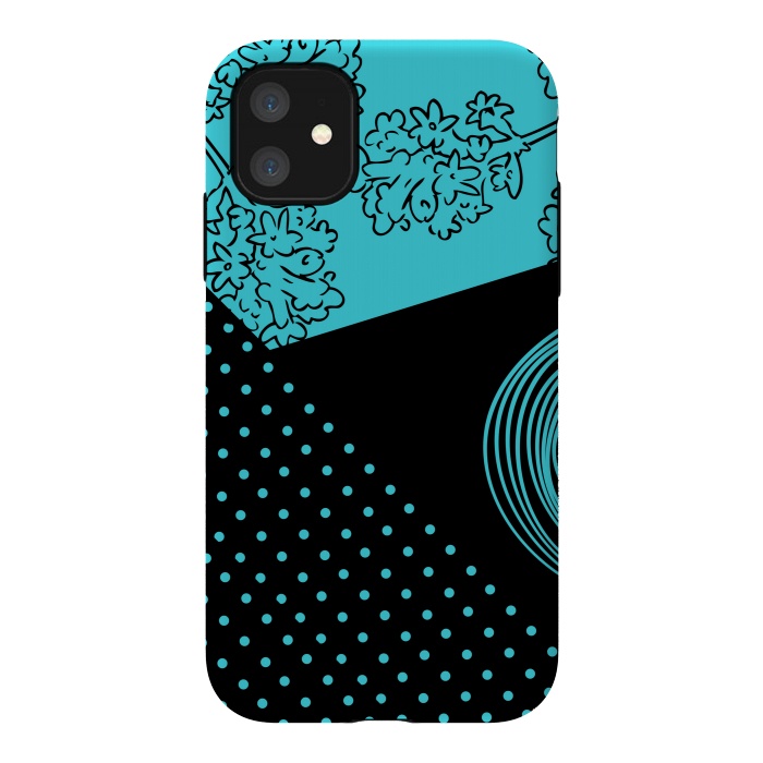 iPhone 11 StrongFit blue floral pattern by MALLIKA