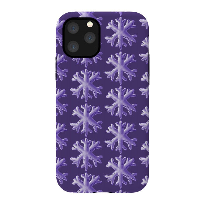 iPhone 11 Pro StrongFit Ultra Violet Fluffy Snowflake Pattern by Boriana Giormova