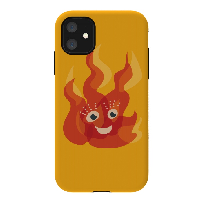 iPhone 11 StrongFit Happy Burning Fire Flame Character by Boriana Giormova