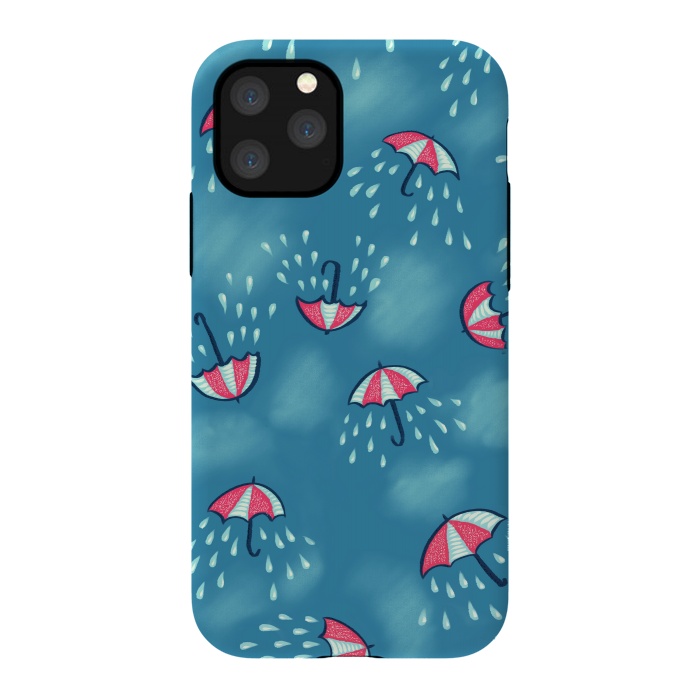 iPhone 11 Pro StrongFit Fun Raining Cartoon Umbrella Pattern by Boriana Giormova