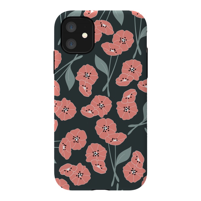 iPhone 11 StrongFit Delicate Flowers Dark by Jelena Obradovic