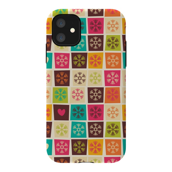 iPhone 11 StrongFit Snowflakes and Hearts by Jelena Obradovic