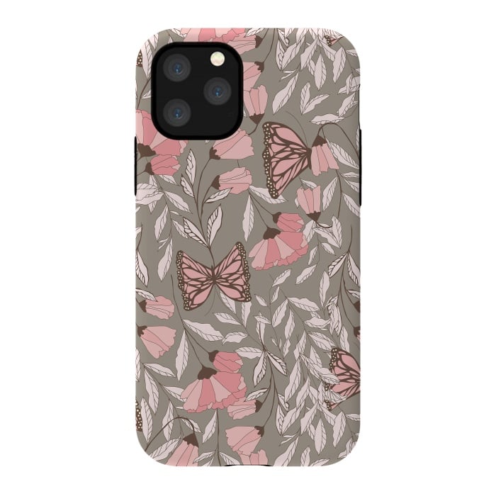 iPhone 11 Pro StrongFit Romantic Butterflies Gray by Jelena Obradovic