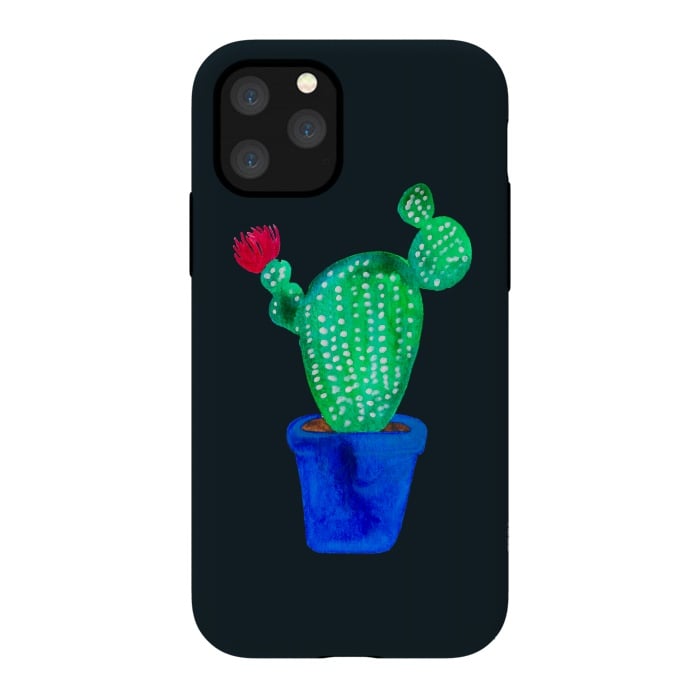 iPhone 11 Pro StrongFit Red Flower Cactus by Amaya Brydon