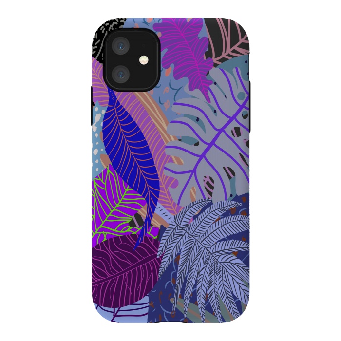 iPhone 11 StrongFit Ultraviolet Faded Nature Leaves by Notsniw