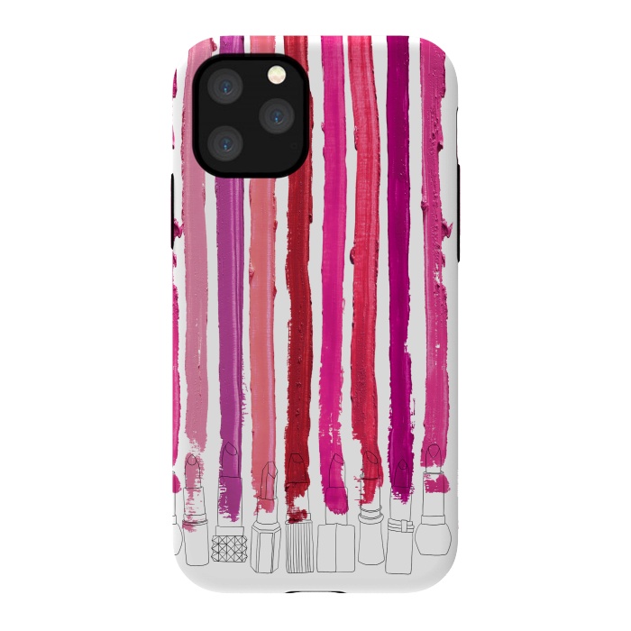 iPhone 11 Pro StrongFit Lipstick Stripes by Notsniw