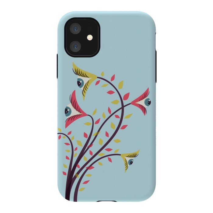 iPhone 11 StrongFit Weird Colorful Watching Eyes Flowers by Boriana Giormova