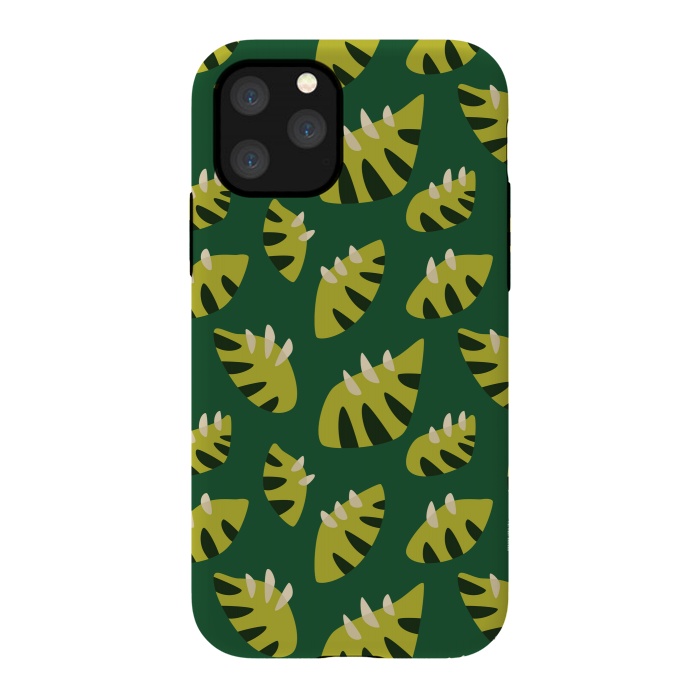 iPhone 11 Pro StrongFit Clawed Abstract Green Leaf Pattern by Boriana Giormova