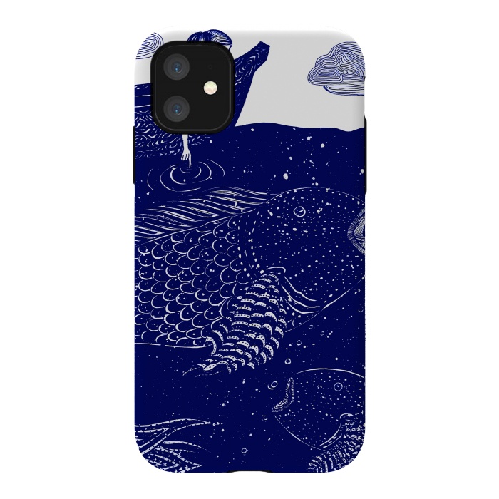 iPhone 11 StrongFit The Blue Shimmering Sea Lights by ECMazur 