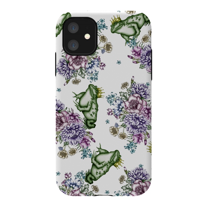 iPhone 11 StrongFit Frog Prince Floral Pattern by ECMazur 