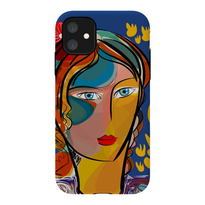 iPhone 11 StrongFit French Flower Pop Art Girl  by Emmanuel Signorino
