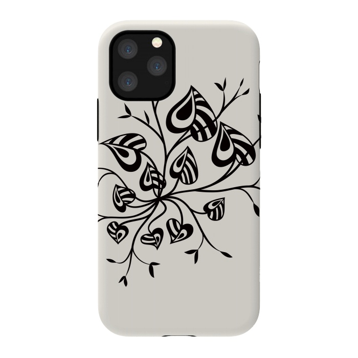 iPhone 11 Pro StrongFit Abstract Black And White Floral With Pointy Leaves by Boriana Giormova