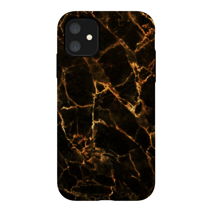 iPhone 11 StrongFit Black marble with golden cracks by Oana 