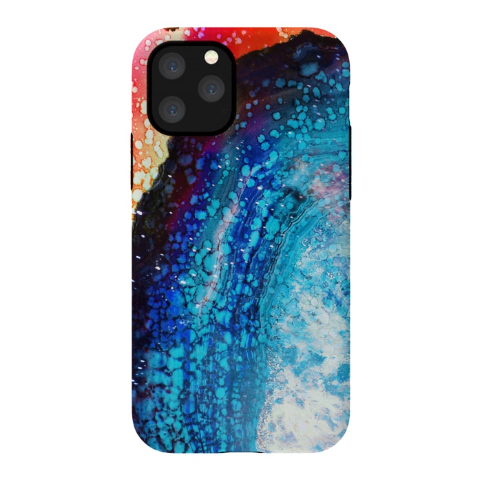 iPhone 11 Pro StrongFit Paint splattered marble blue red by Oana 