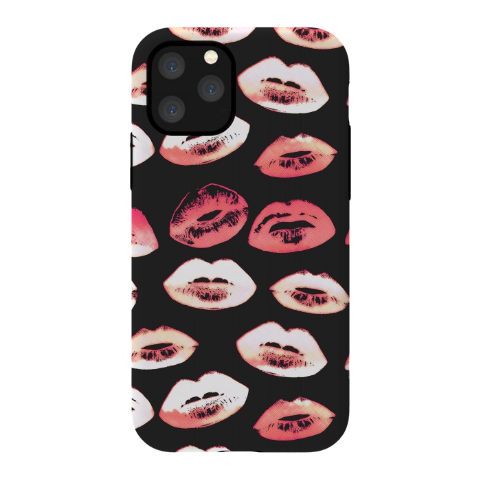 iPhone 11 Pro StrongFit Red pink lipstick kisses by Oana 
