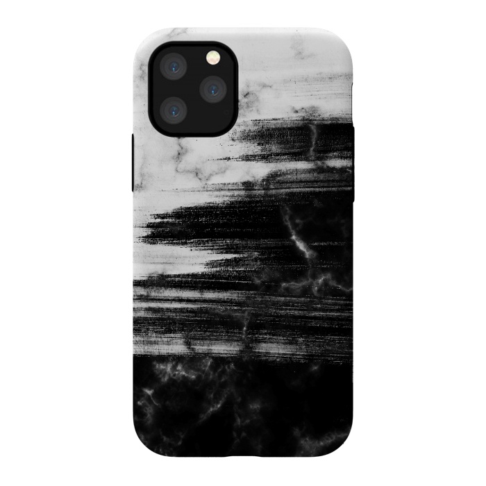 iPhone 11 Pro StrongFit Scratched half black half white brushed marble by Oana 