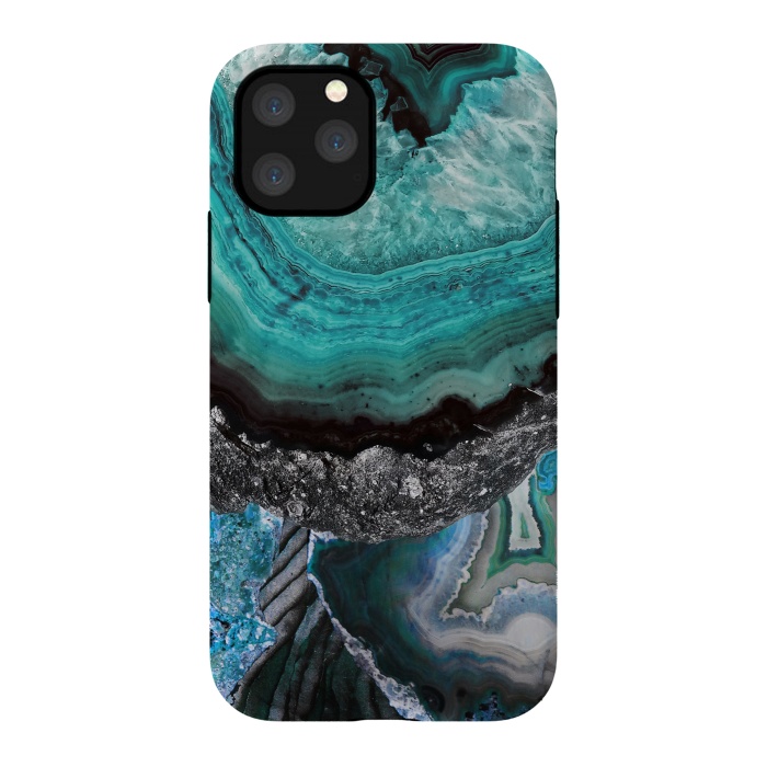iPhone 11 Pro StrongFit Blue turquoise agate marble close up by Oana 