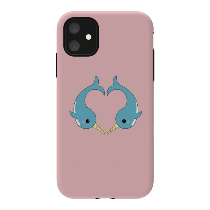 iPhone 11 StrongFit Narwhal heart by Laura Nagel