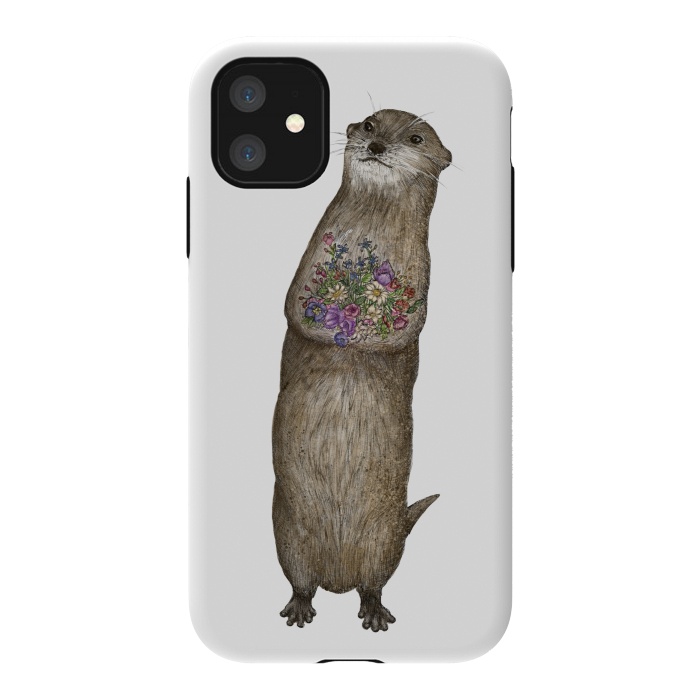 iPhone 11 StrongFit Otter and Flowers by ECMazur 