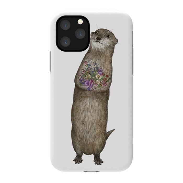 iPhone 11 Pro StrongFit Otter and Flowers by ECMazur 