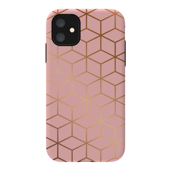 iPhone 11 StrongFit Pink & Gold Geometry 011 by Jelena Obradovic