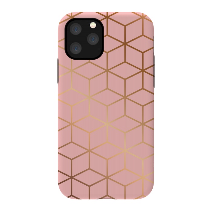 iPhone 11 Pro StrongFit Pink & Gold Geometry 011 by Jelena Obradovic