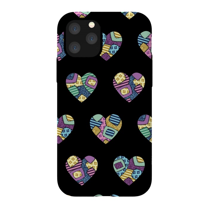 iPhone 11 Pro StrongFit patchwork heart pattern by Laura Nagel