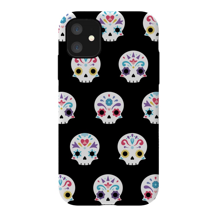 iPhone 11 StrongFit Cute sugar skull  by Laura Nagel