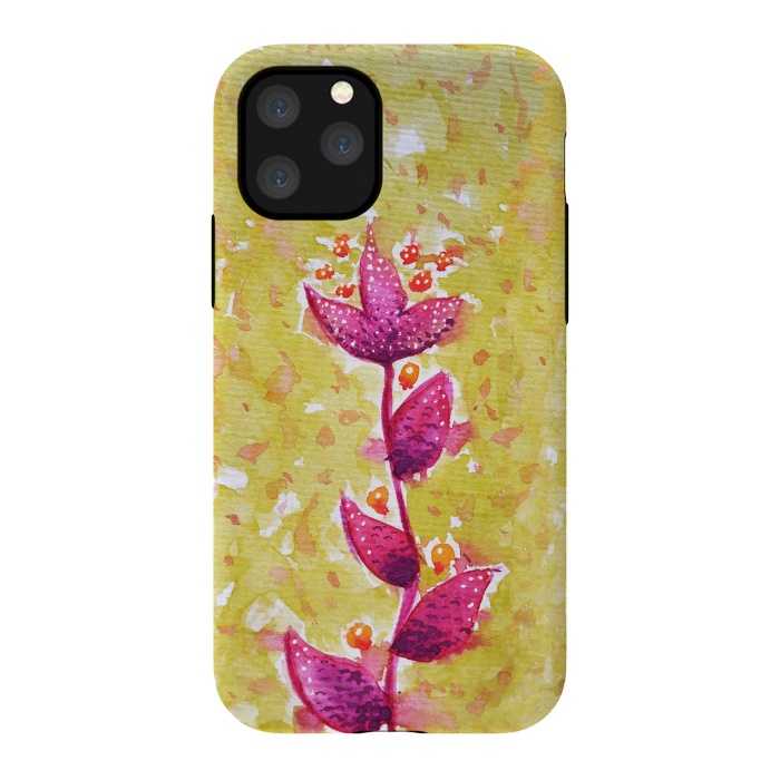 iPhone 11 Pro StrongFit Abstract Watercolor Flower In Purple And Green by Boriana Giormova