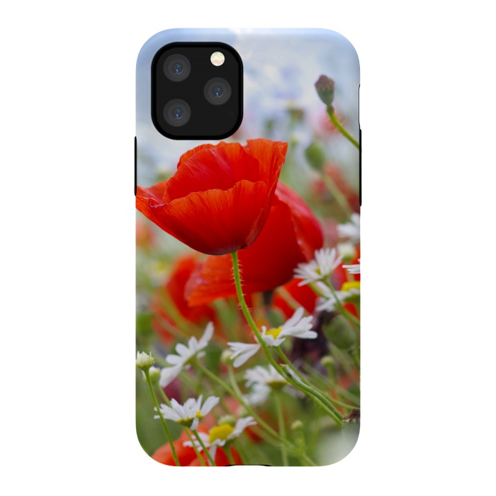 iPhone 11 Pro StrongFit Red & White Flowers by Bledi