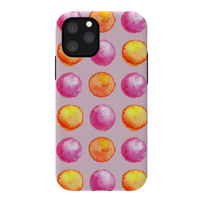 iPhone 11 Pro StrongFit Juicy Watercolor Pink And Orange Spheres Pattern by Boriana Giormova