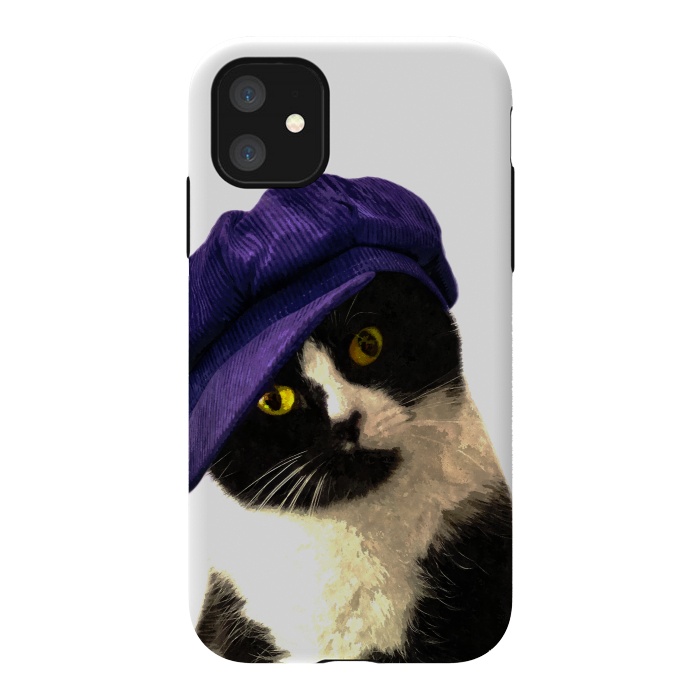iPhone 11 StrongFit Cute Cat Blue Hat by Alemi