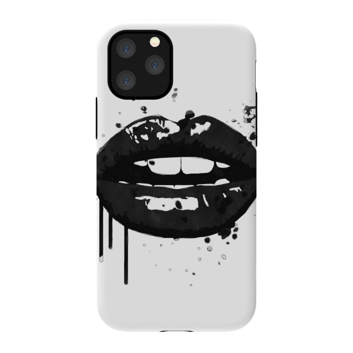 iPhone 11 Pro StrongFit Black Lips Fashion Illustration by Alemi