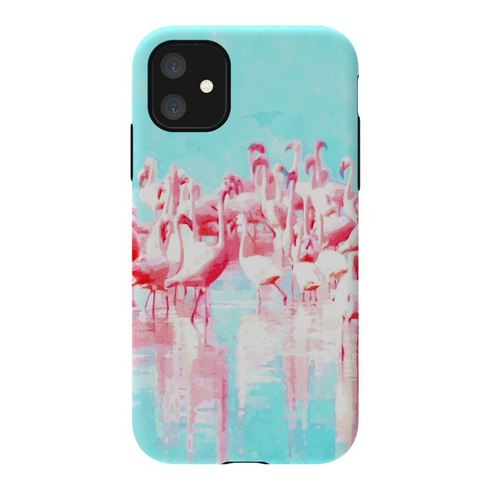 iPhone 11 StrongFit Flamingos Tropical Illustration by Alemi