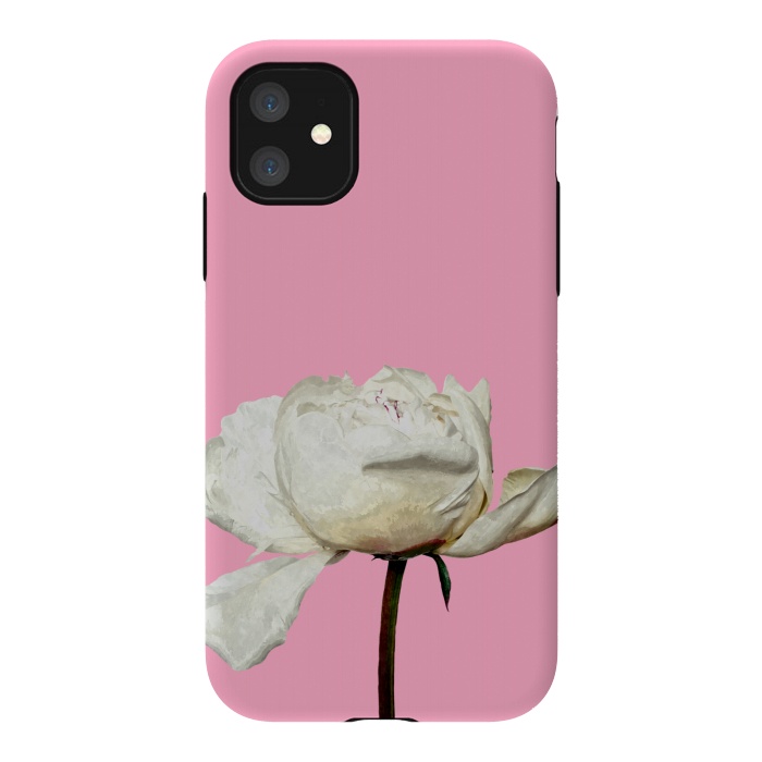 iPhone 11 StrongFit White Peony Pink Background by Alemi