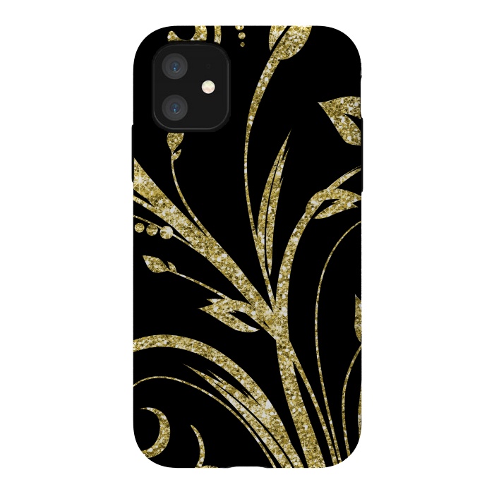 iPhone 11 StrongFit Black Gold and Glitter Pattern by Alemi