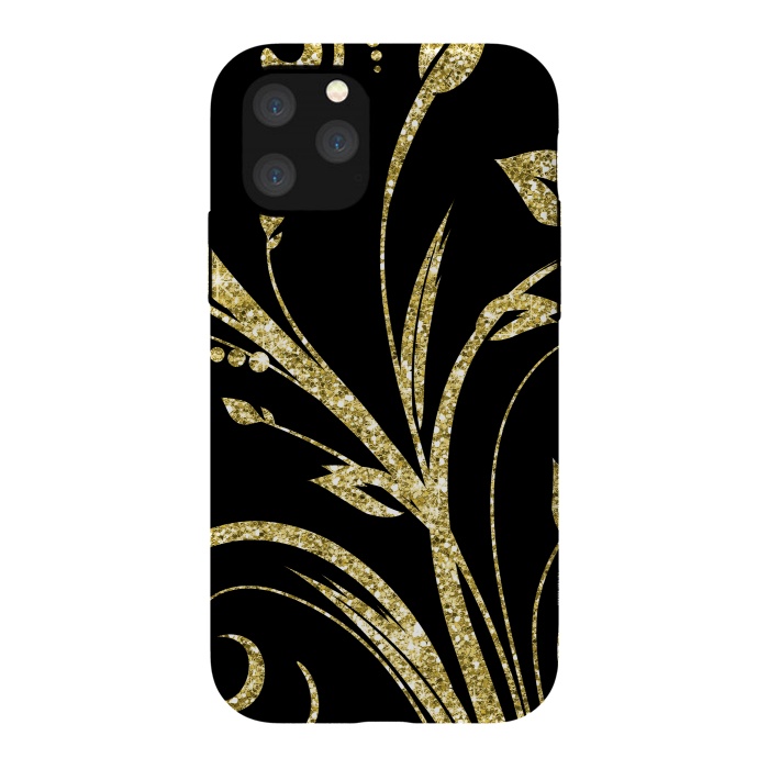 iPhone 11 Pro StrongFit Black Gold and Glitter Pattern by Alemi