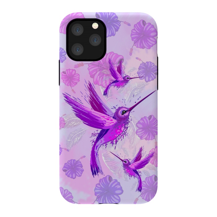 iPhone 11 Pro StrongFit Hummingbird Spirit Purple Watercolor  by BluedarkArt