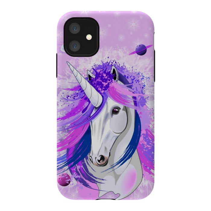 iPhone 11 StrongFit Unicorn Spirit Pink and Purple Mythical Creature by BluedarkArt