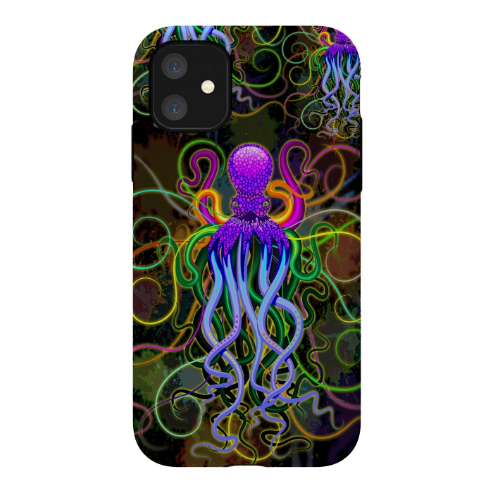 iPhone 11 StrongFit Octopus Psychedelic Luminescence by BluedarkArt