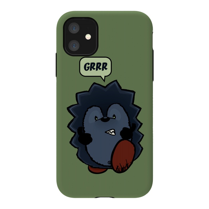iPhone 11 StrongFit Angry Hedgehog by Mangulica