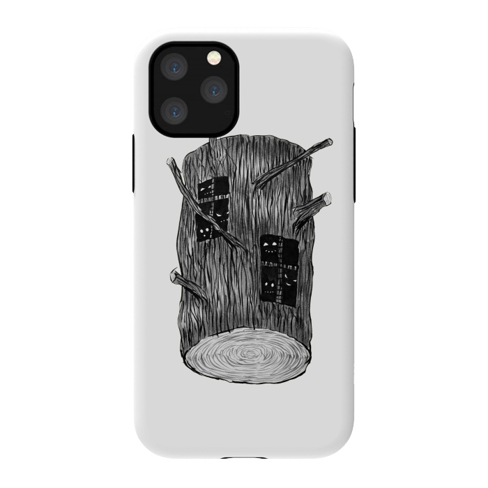 iPhone 11 Pro StrongFit Tree Log With Mysterious Forest Creatures by Boriana Giormova