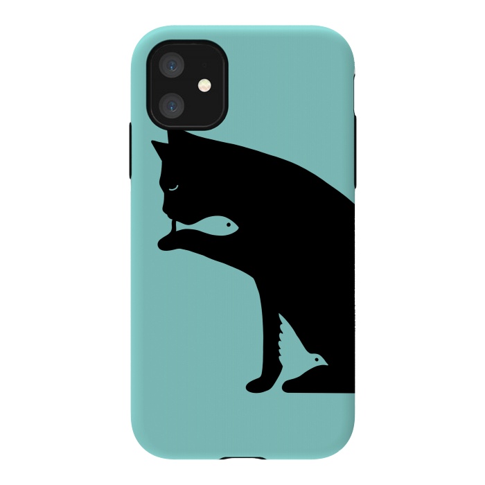 iPhone 11 StrongFit Cat and food by Coffee Man
