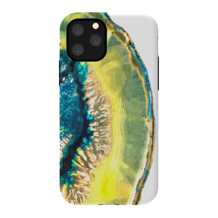 iPhone 11 Pro StrongFit Blue and Yellow Agate by Alemi