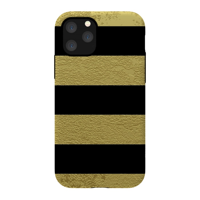 iPhone 11 Pro StrongFit Black and Gold Stripes by Alemi