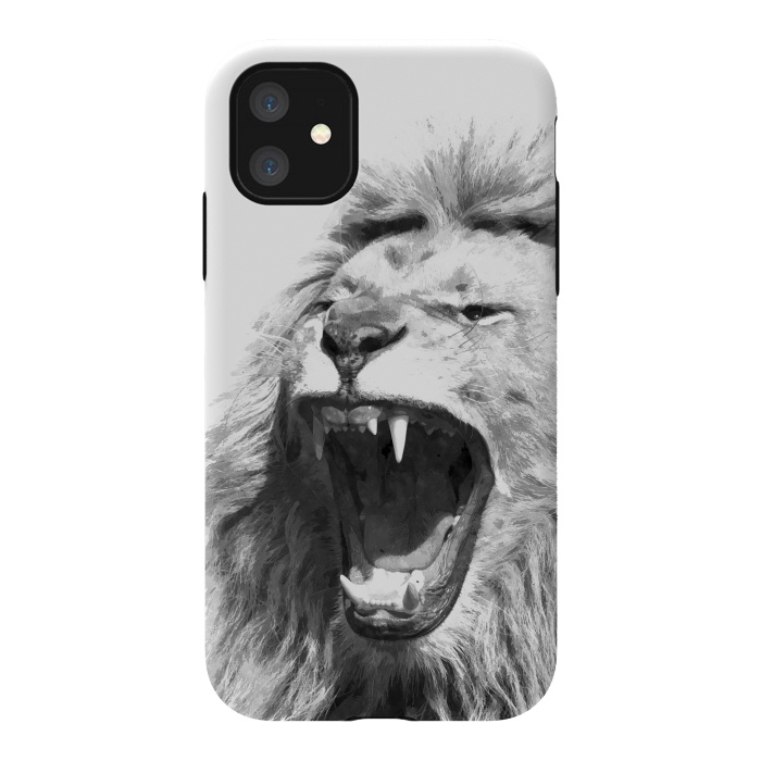 iPhone 11 StrongFit Black and White Fierce Lion by Alemi