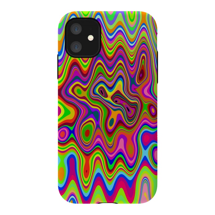 iPhone 11 StrongFit Psychedelic Glowing Colors Pattern by BluedarkArt