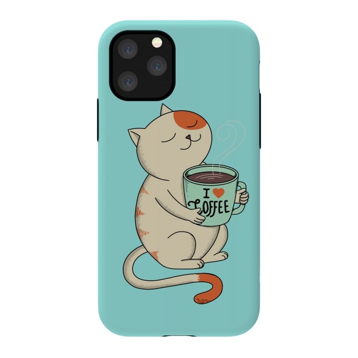 iPhone 11 Pro StrongFit Cat and Coffee by Coffee Man
